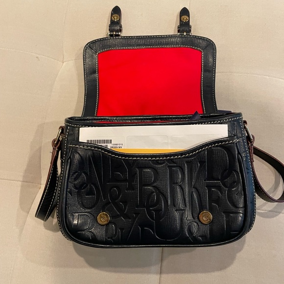 dooney and bourke retro embossed blue leather Safari crossbody Bag - Picture 10 of 13